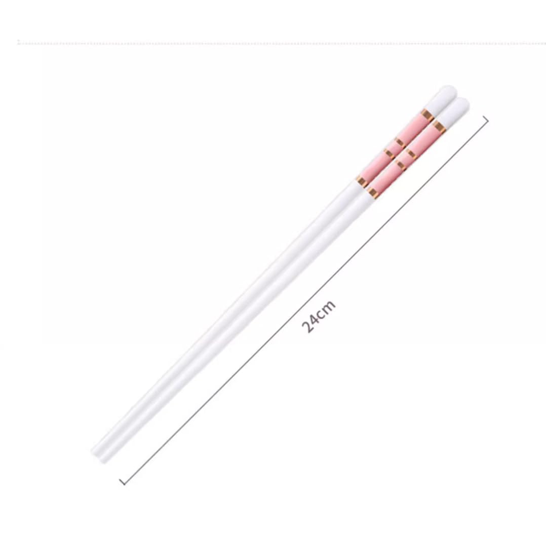 Baguettes, baguettes réutilisables en porcelaine mignonnes roses, coffret cadeau de 10 paires de baguettes de qualité supérieure avec étui, baguettes chinoises en céramique d'os de haute qualité avec