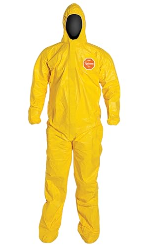 Macacão DuPont Tychem 2000 QC122S descartável resistente a produtos químicos com capuz, punho elásti