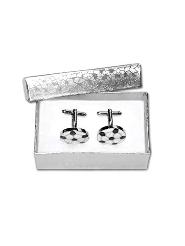 Mancuernillas para hombre forma balón de fútbol tono plata miniatura 2