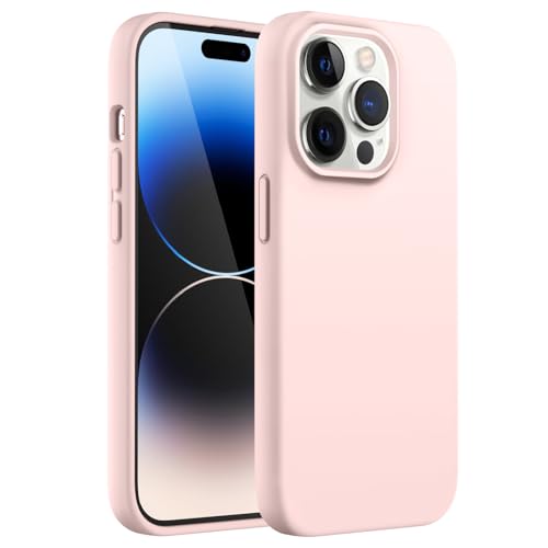 Image of JETech Silicone Cover Case for iPhone 14 Pro Max 6.7-Inch, Silky-Soft Touch Full-Body Protective Phone Case, Shockproof Cover with Microfiber Lining (Pink)