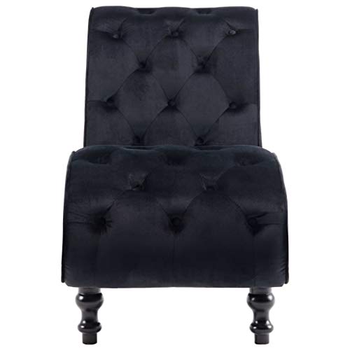 vidaXL Chaiselongue Samt dick gepolstert Home Modern Sleeper Sofa Liege Couch für Schlafzimmer Wohnzimmer Freizeit Club Stuhl Sofa Bett Schwarz