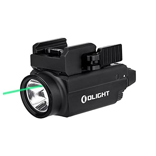 OLIGHT Baldr S Lampe de poche tactique rechargeable EDC 800 lumens avec faisceau vert réglable et lumière blanche, montage sur rail compact alimenté par batterie (Noir)