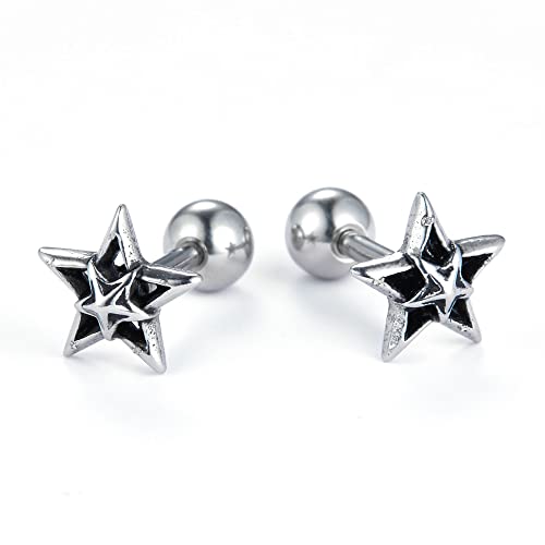 Bevrtxi Unique Double Star Earrings Retro Vintage Stud Earrings For Men Women thumb #2