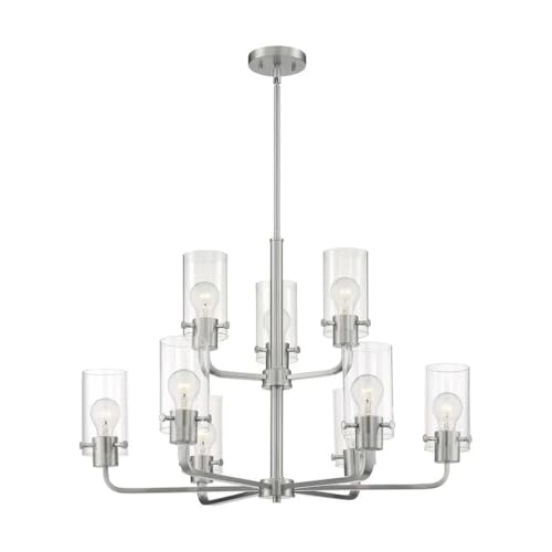 Image of Nuvo 60 /7179 Sommerset 9-Light Chandelier with Clear Glass, Brushed Nickel Finish