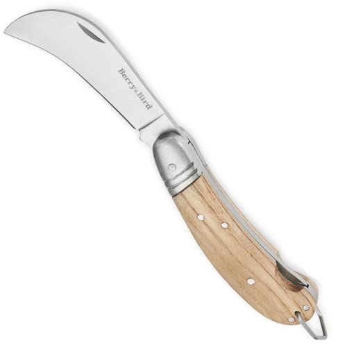 Berry&Bird Hawkbill Pruner Knife, klappbares Taschenmesser, Veredelungsmesser mit Edelstahlklinge, Garten Knospenmesser Ernte Multi Schneidwerkzeug für Pilz Sträucher Zweige, Knospen Veredelung Cover