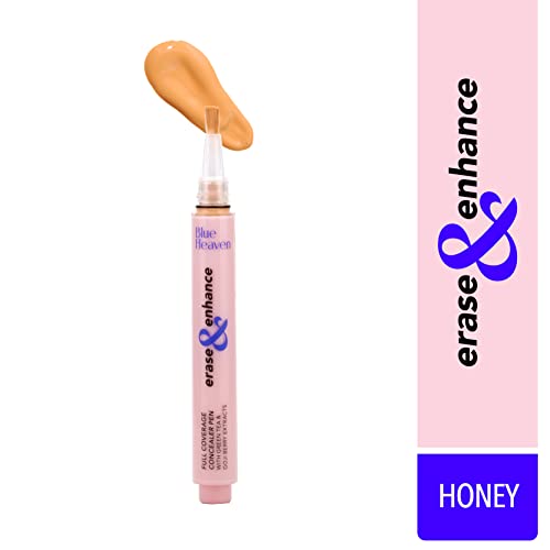Blue Heaven Erase & Enhance, Buildable Coverage Concealer Pen, Honey, 2ml, With Green Tea & Goji Berry Extracts - Image 3