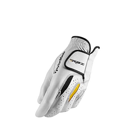 TaylorMade Golf RBZ Leather Glove, White/Gray/Yellow, Worn on Left Hand, Medium/Large