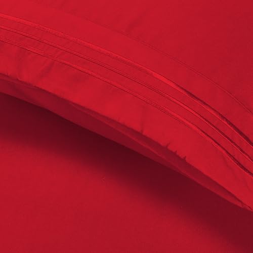 Image of Elegant Comfort Luxury Ultra-Soft 2-Piece Pillowcase Set 1500 Thread Count Egyptian Quality Microfiber Double Brushed-100% Hypoallergenic-Wrinkle Resistant, California King, Red