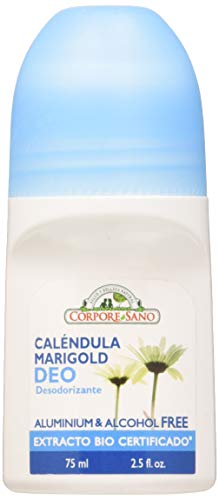 Corpore Sano - Desodorante Roll-On Caléndula, Natural, Controla la Sudoración, Elimina el Mal Olor, Hasta 12h de Protección, Cultivo Bio Certificado, Vegano, Sin Alcohol ni Aluminio, 75ml