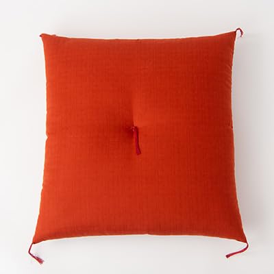 綿ふとん職人が手掛ける綿100%座布団(銘仙判)55cm×59cm(朱色)