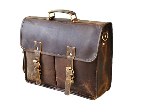 Leather Messenger Bags for Men and Women 16 Inch Laptop Office Briefcase Satchel
