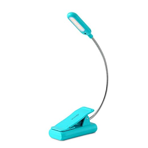 VAVOFO Clip On Book Light for Bed Kids, 7 LED Reading Light with 9-Level Warm Cool White Daylight, Eye Care Lamp with Power Indicator for Bookworms (Blue)