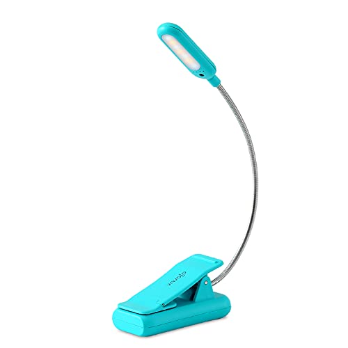 VAVOFO Clip-On Book Light for Kids - 7 LED, 9-Level Warm/Cool White Light, Eye Care Lamp, Power Indicator (Blue)