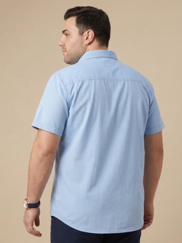 Image of Thomas Scott Men's Premium Slim Fit Casual Shirt | 100% Cotton Twill | Short Sleeves | Spread Collar | Solid Smart Casual Shirt for Men