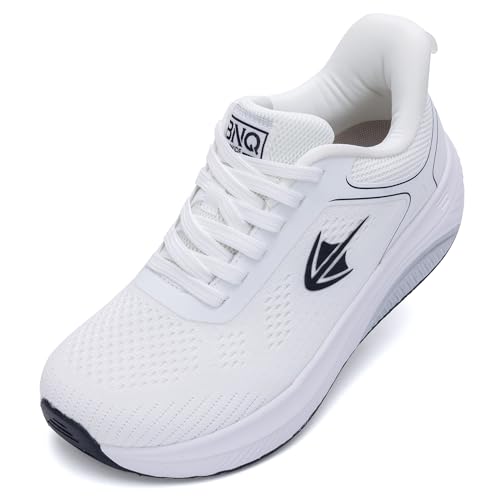 Wide Toe Box Shoes Women Arch Support Walking Sneakers Slip On Orthotic Shoes for Plantar Fasciitis Comfortable Tennis Sneakers White Size 9.5