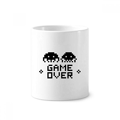 Mug pixel Game Over en céramique blanche 350ml pour brosse à dents et crayons