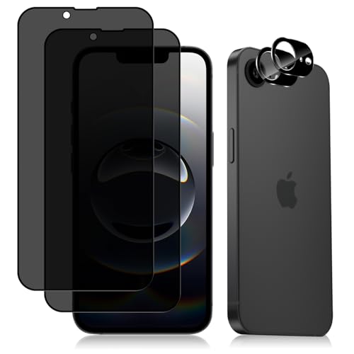 #ColaboraciónPagada<br>Protector Pantalla de Privacidad para iPhone 16e [2+2 Piezas] 9H Dureza Vidrio Cristal Templado + Protector de Lente Cámara Anti Espía Película Protectora para iPhone 16e