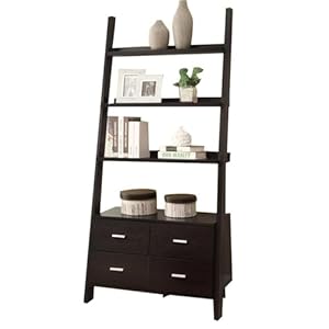 Coaster home furnishings colella leaning 4 drawer ladder bookcase cappuccino  urban country home decor