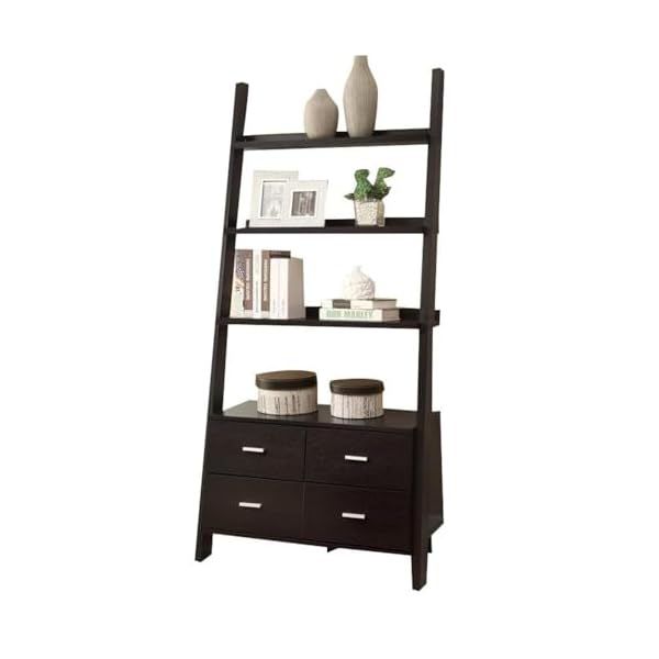 Coaster home furnishings colella leaning 4 drawer ladder bookcase cappuccino  urban country home decor