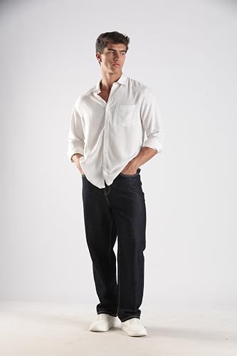 Image of INKD Men's Classic Relaxed Jeans - Mid-Rise | 100% Cotton | 5 Pocket Styling | Baggy Jeans for Man | Men's Bottomwear (Available in Plus Sizes)
