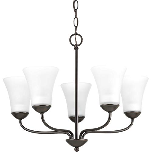 Image of Progress Lighting Classic Collection 5-Light Etched Glass Traditional Chandelier Light Antique Bronze