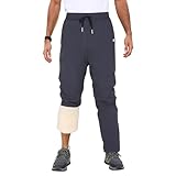 LY4U Pantalones de Chándal de Felpa para Hombre Pantalón Térmico Cálido de Invierno con Bolsillos con Cremallera, Pantalones Cortavientos Impermeables con Calidez Reforzada en la Rodilla