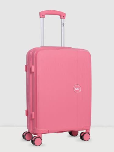 Image of Wiki Zine 8 Wheel Hardside Polycarbonate Trolley by Wildcraft,Medium,Rose Gld