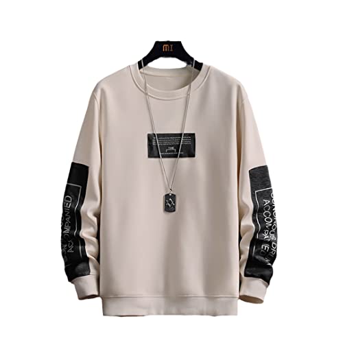 Sanykongy Hommes Automne Polaire Sweat Harajuku Pull Lettre Impression Japonais Hommes Streetwear à Capuche Khaki XXL Cover