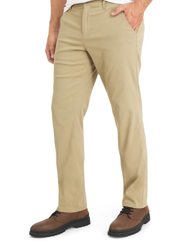 Weatherproof Vintage Mens Casual Pants - Regular Fit Ultra Stretch Flat Front Chinos | Lightweight Work & Travel Pants Sand
