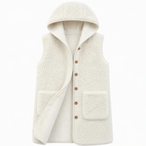 Fleece Vest Women Mid Length Sherpa Vest Hooded Fleece Sleeveless Jacket - image 4
