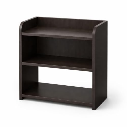 Image of Nightstand Side Table with 2 Open Shelves, Black