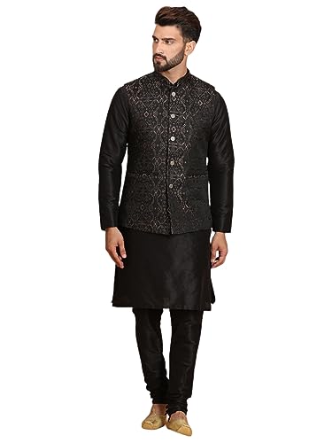 Ethluxis Men's Kurta Churidar Pyjama with Nehru Bandhgala Jacket