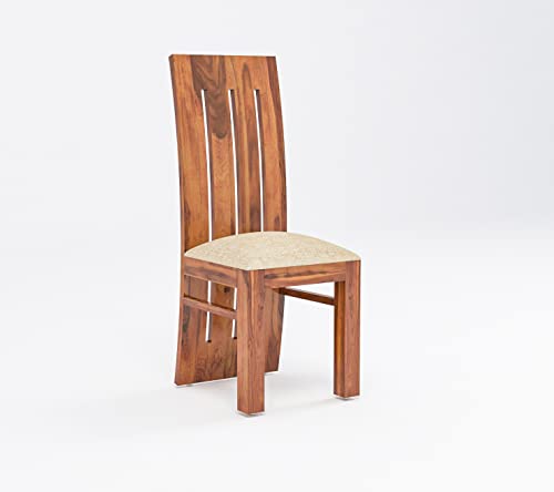 Image of Solid Wooden Dining Set 6 Seater Dining Table with Chairs | Sheesham Wooden Dining Table with 6 Chairs for Home and Hotels | Solid Wood Six Seater Dining Set in Honey Finish