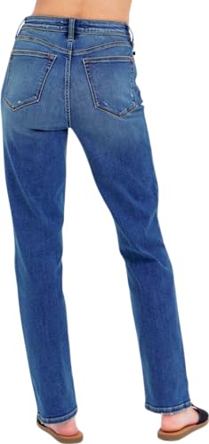 Judy Blue Women's High-Rise Straight Fit Jeans (8601 Dark Blue, 7)3