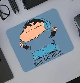 QUAKEL Shinchan High On Music Mouse Pad | 3mm Thick Non-Slip Rubber Mouse Pad for Computer, Laptop, MacBook & Gaming | Smo Price In India