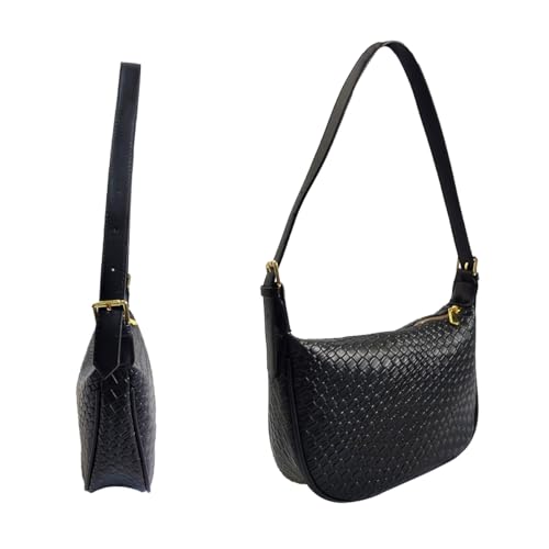 Image of Woven Crossbody Bags for Women Hobo Purses for Women,black shoulder bag with Adjustable Strap