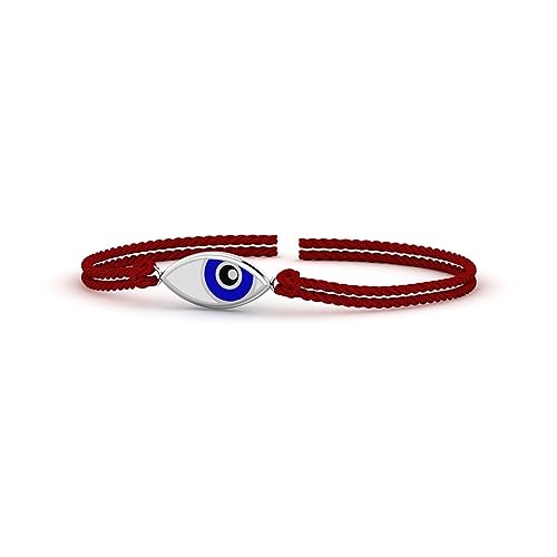 Image of KuberBox 925 Sterling Silver Evil Eye Silver Rakhi For Brother