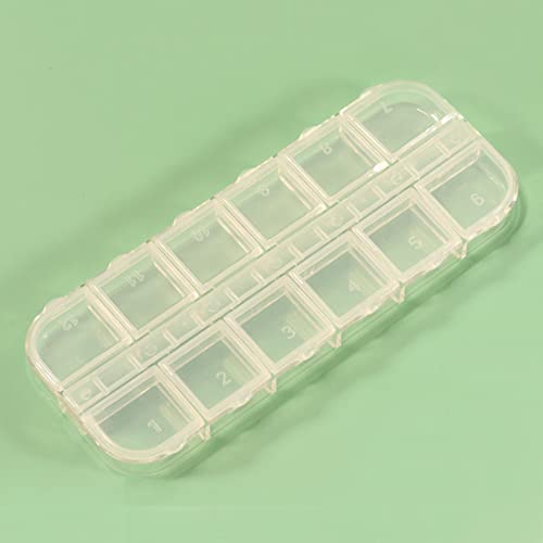 Image of 6PCS Nail Art Tool Jewelry Storage Box, 12 Compartments Plastic Rhinestone Organizer Container Case, Transparent Earrings Organizer Rectangular Jewelry Organizer (A)