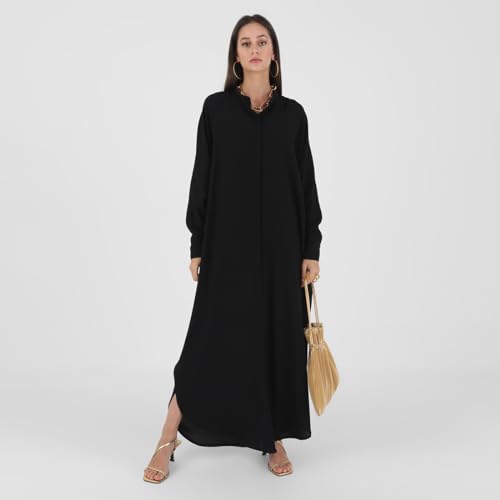 IKADEX Women Batwing Sleeve Abaya Button Loose Fit Long Maxi Muslim Dress Islamic Kaftan Prayer Robe3
