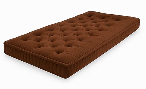 Image of ATOOTFUSION Cotton Floor Mattress, 4 inch Thick Tufted Cushion, 72 x 30 inch, Foldable, Rollable Light Weight Cotton Mattress (Brown)