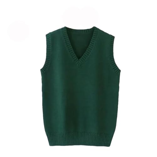 Men’S V-Neck Sweater Vest Solid Color Knitted Sleeveless Pullover Loose Fit Leisure Streetwear Top