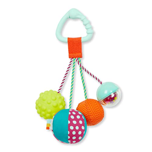 B. toys- B. baby- Sensory Baby Rattle – Baby Toy – 4 Balls & Clip – Colors, Textures & Sounds – Sounds So Squeezy- 3 Months +