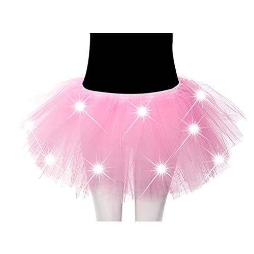Preisvergleich Produktbild FABSELLER Ballettrock mit LED-Beleuchtung für Erwachsene, 5-lagig, mit Lichtern Rose