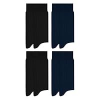 MASH Kit 4 Pares de Meias Mista Canelada Meia Social Masculina Adulto, 2 Azul - 2 Preto, 39-43
