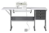 Craft & Hobby Essentials Machine Platform Table with Drawers, Shelf and Drop Leaf Top, Craft, 60.25...