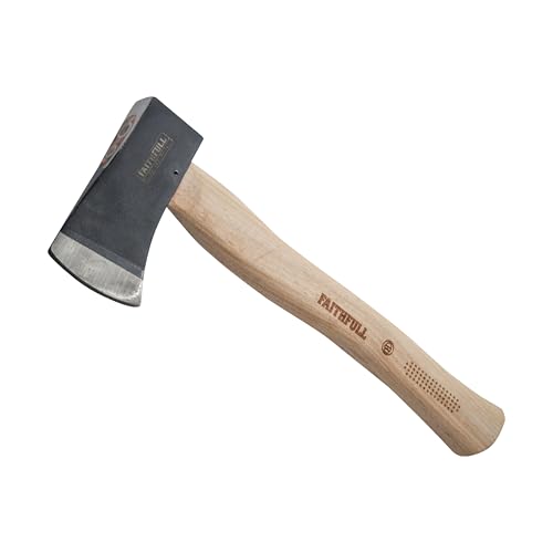 Faithfull Hatchet with FSC Hickory Shaft & Tempered Carbon Steel Head – Small Axe for Branch Trimming & Root Cutting – 567g (1.1/4lb)