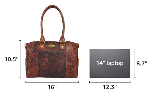 Bolso Tote de cuero genuino para mujer con diseño floral miniatura 3