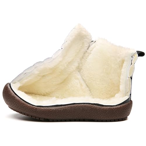 WUIWUIYU Boys Girls Outdoors Waterproof Pull Tab Slip On Warm Fur Lined Snow Boots Ankle Booties3
