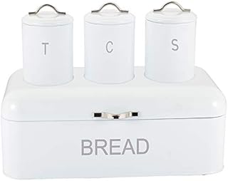 Royal Cuisine Tea Coffee Sugar and Bread Bin Set - White