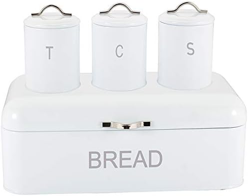 Royal Cuisine Tea Coffee Sugar and Bread Bin Set - White
